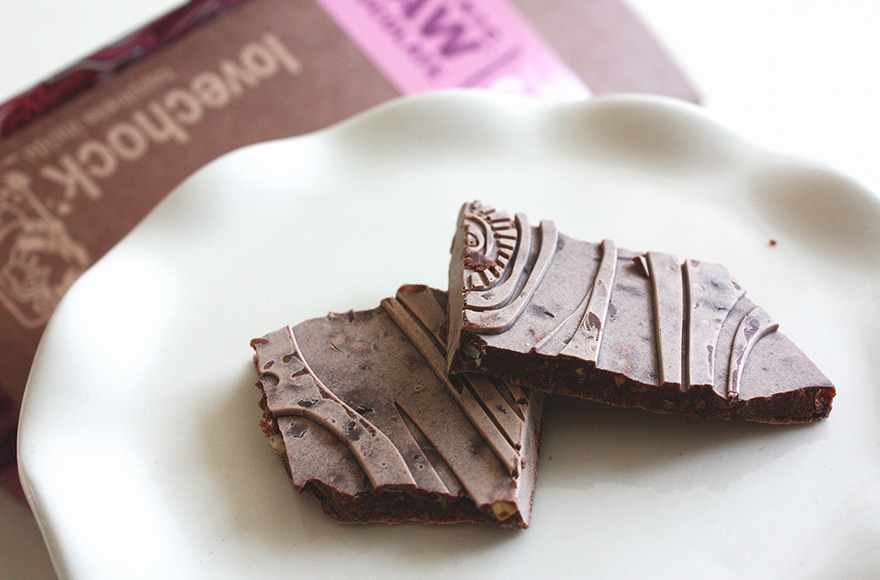 Lovechock cranberry and buckwheat chocolate close-up