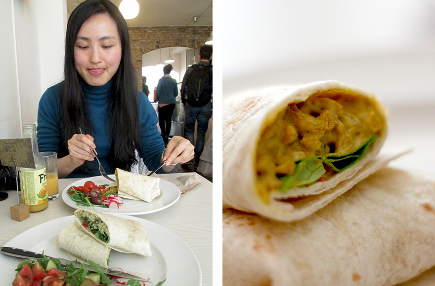 Daantje vegan lunchroom vegan funky chicken wrap